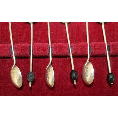 508 - Boxed Six Silver Hallmarked Bean Tea Spoons