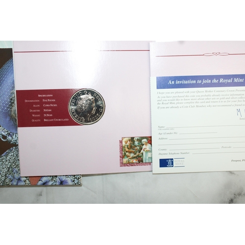 295 - Two Collectable Royal Mint Coin Packs Inc- The Queen Mother Centenary Crown & 2007 Diamond Wedding C... 