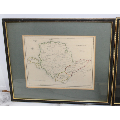 13 - Four Framed County Maps - Bedfordshire, Devonshire, Anglesey and Cornwall. Largest Frame Measeures 3... 