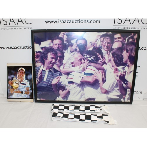 646 - PAT CASH Signed Picture 25.5 x 20.5cm/ Large Celebration Win Picture 74 x 54cm & 2 x Head Sweat Band... 