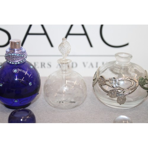 108 - 5 x Glass Perfume Bottles Tallest 11cm 
collection only