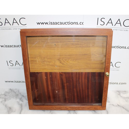 710 - Wooden Glass Fronted Display Cabinet - Measures 61cm x 61cm x 10cm Deep - Collection Only for this i... 