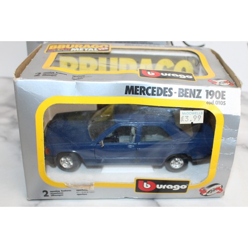 719 - 4 x Boxed Collectable BBURAGO Vehicles Inc- Porsche 911 S/Mercedes-Benz 190E/FERRARI 250 LE MANS 196... 