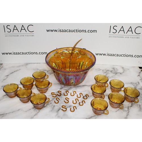 184 - A Collectable Boxed Glass Carnival Punch Bowl And Glasses W:21cm
COLLECTION ONLY