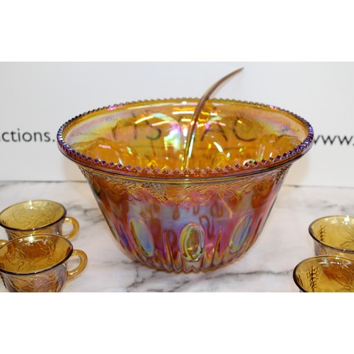 184 - A Collectable Boxed Glass Carnival Punch Bowl And Glasses W:21cm
COLLECTION ONLY