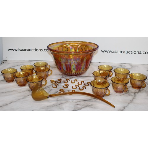 184 - A Collectable Boxed Glass Carnival Punch Bowl And Glasses W:21cm
COLLECTION ONLY