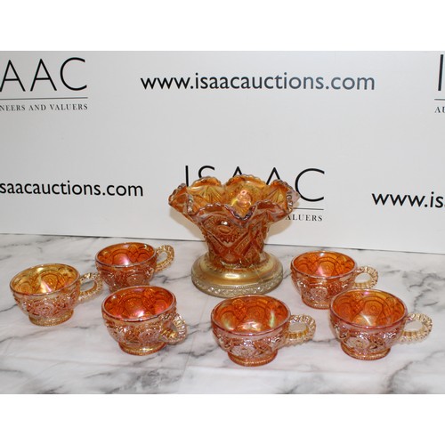 186 - A Collectable Vintage Carnival Glass Bowl And Six Cups
COLLECTION ONLY