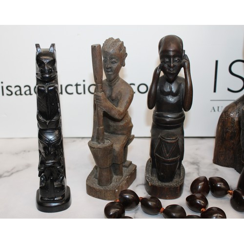 171 - A Selection Of Wooden Figurines Etc Tallest:29cm