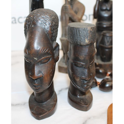 171 - A Selection Of Wooden Figurines Etc Tallest:29cm