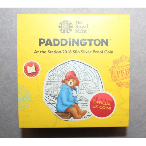 366 - Boxed The Royal Mint PADDINGTON At The Station 2019 50p Silver Proof Coin