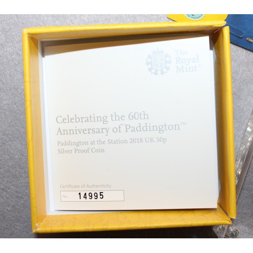 366 - Boxed The Royal Mint PADDINGTON At The Station 2019 50p Silver Proof Coin