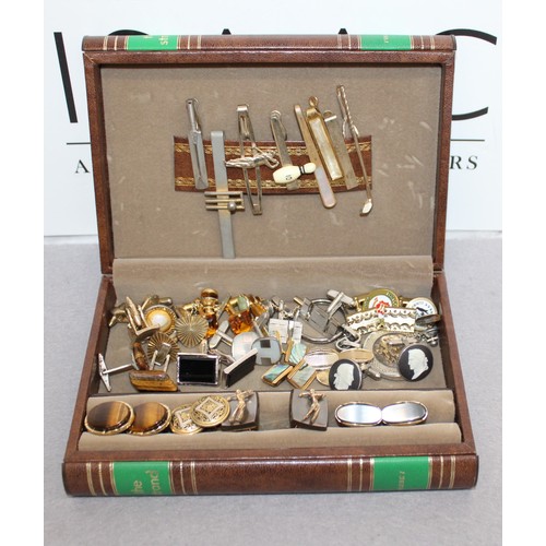 476 - Mixed Cufflinks/ Tie Pins Etc In Jewellery Box