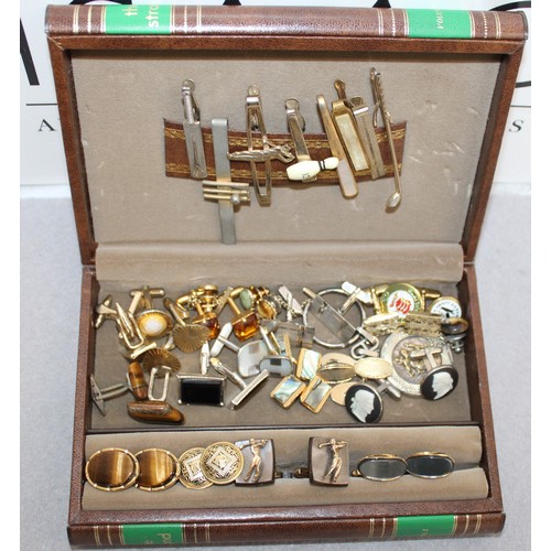 476 - Mixed Cufflinks/ Tie Pins Etc In Jewellery Box