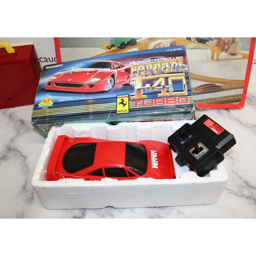 857 - 3 x Vintage Toys Inc- Boxed Corgi /Railway Set/Tandy Radio Controlled Ferrari F40 Turbo/Fisher Price... 