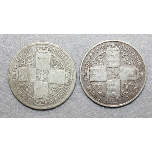 385 - 2 x Silver Gothic Florins