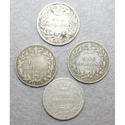 392 - 4 x Silver Shillings 1881/1865/1879/1885