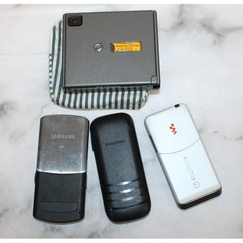 276 - Selection Of Mobile Phones Inc-Samsung/Sony Ericsson & A Halina Zippy Disc 102 Camera All Untested