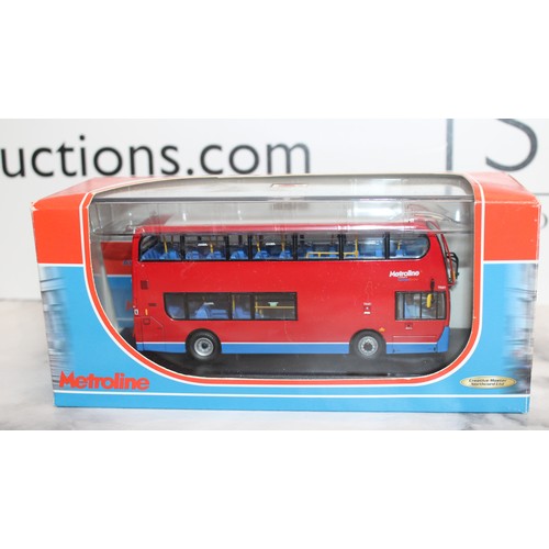 867 - 3 x  Collectable Boxed Model Busses Inc: Scania, Metroline And A Limited Edition  Ultra Heroes Volvo... 