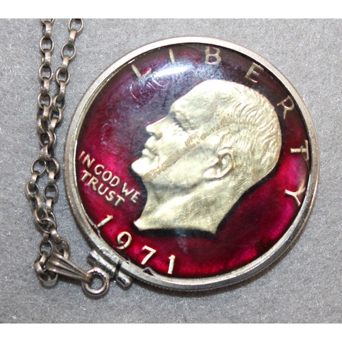 479 - USA One Dollar 1971 Coin Pendant On A Chain