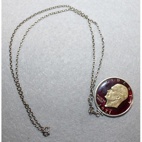 479 - USA One Dollar 1971 Coin Pendant On A Chain