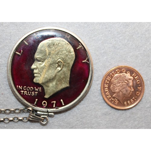 479 - USA One Dollar 1971 Coin Pendant On A Chain