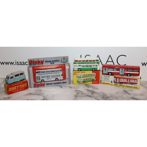 881 - 4 x Collectable Boxed Dinky Model Busses Inc: Die-Cast Silver Jubilee Bus