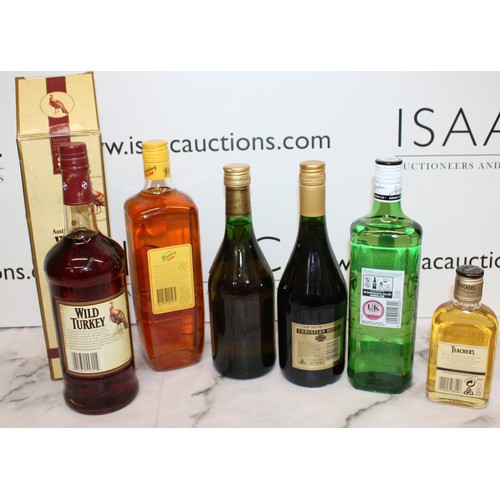 206 - Selection Of Alcohol Inc- Boxed Wild Turkey BOURBON Whisky/Bundaberg RUM/Napoleon Brandy/Gordon's Gi... 