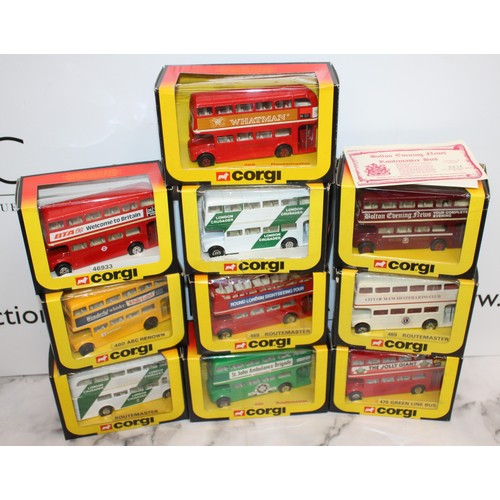 886 - 10 x Boxed Die-Cast Corgi Buses