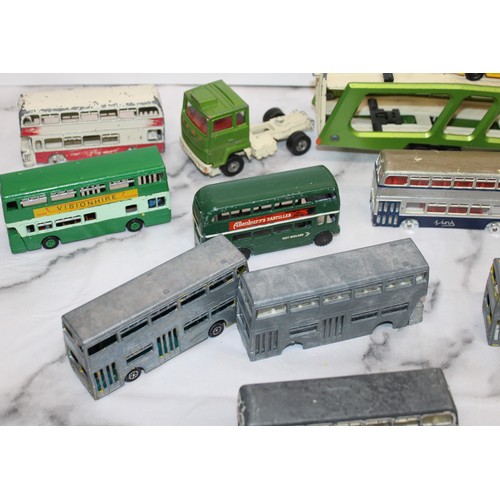 903 - Quantity Of Play Worn Various Conditions Dinky Toys/Corgi/Etc Buses/Coaches/Trucks