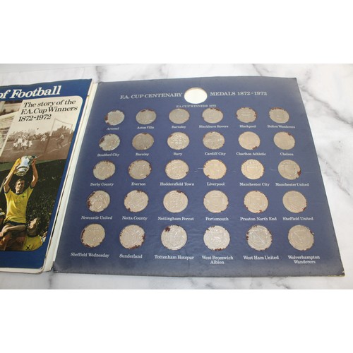 649 - 2 x Collectable Albums Football Badges/F.A.Cup Centenery 1872-1972 Coins