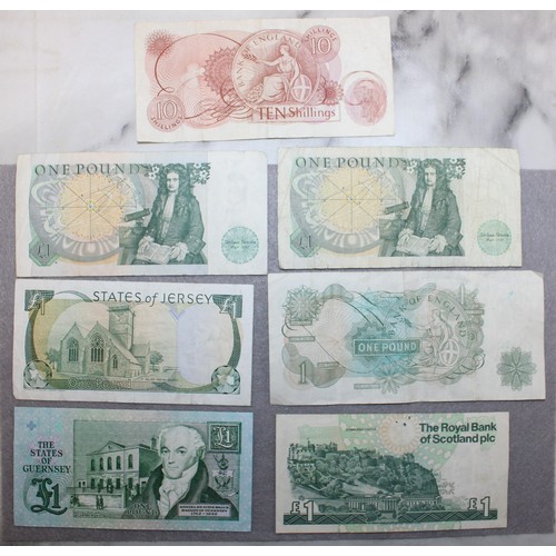 399 - Selection Of One Pound Notes Bank Of England/Scotland/Guernsey/One Ten Shillings Note