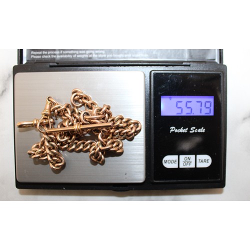 622 - Stamped 375 9 Carat Gold Watch Chain Total Weight 55.79g