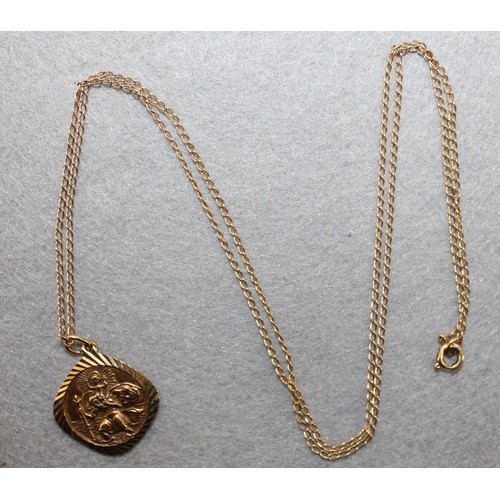 626 - Stamped 375 Gold St Christopher & Chain Total Weight 5.03g