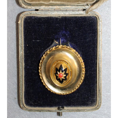 480 - Decorative Gold Toned Enamel Brooch In A Box