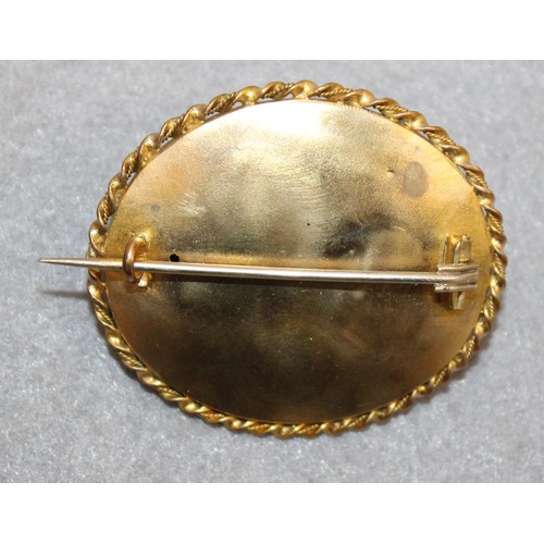 480 - Decorative Gold Toned Enamel Brooch In A Box