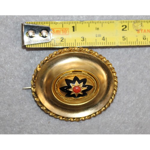 480 - Decorative Gold Toned Enamel Brooch In A Box