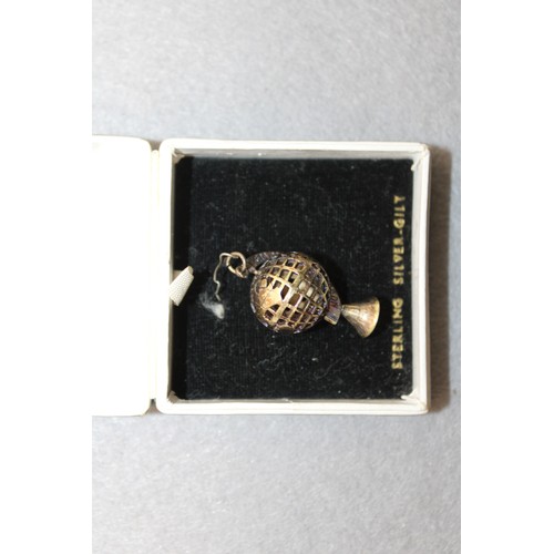 558 - Silver Hallmarked Globe Pendant In A Box