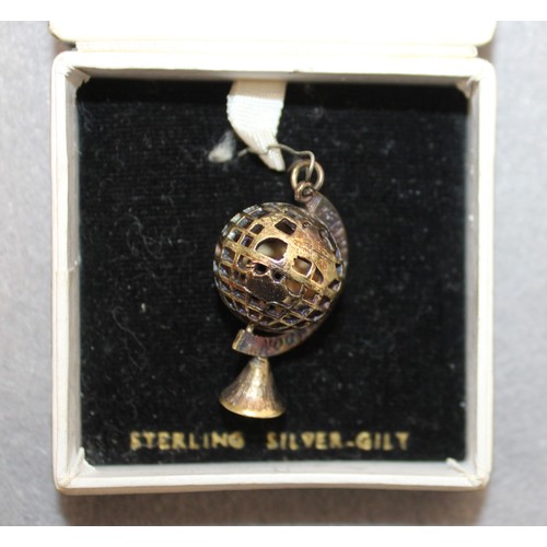 558 - Silver Hallmarked Globe Pendant In A Box