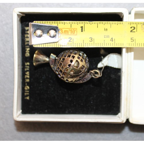 558 - Silver Hallmarked Globe Pendant In A Box