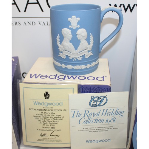 154 - A Quantity Of Collectable Boxed Wedgewood Inc: A Teapot/Plates /Pillar Candlestick/Royal Wedding Mug... 