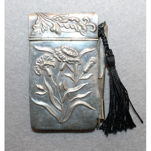 563 - Decorative Small Silver Hallmarked Note Book & Pencil