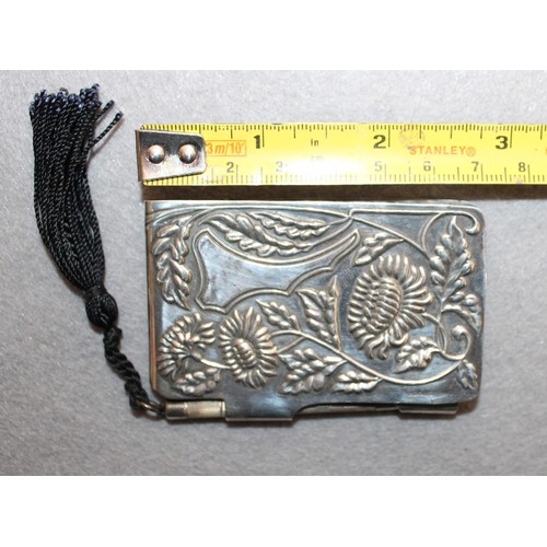 563 - Decorative Small Silver Hallmarked Note Book & Pencil