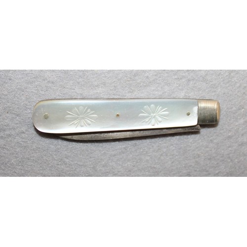 565 - Silver Hallmarked Mother Of Pearl Handle Pin Knife