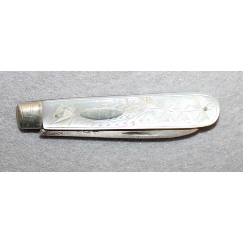 565 - Silver Hallmarked Mother Of Pearl Handle Pin Knife