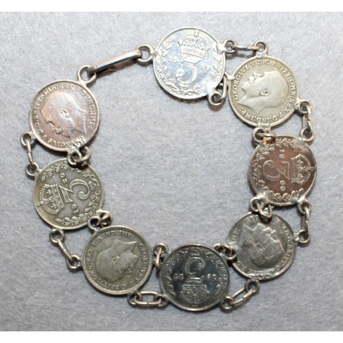 482 - Three Pence Coin Bracelet