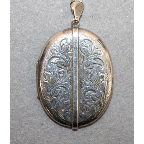 582 - Silver Hallmarked Locket & 925 Silver Chain