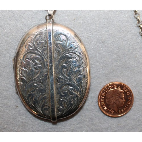 582 - Silver Hallmarked Locket & 925 Silver Chain