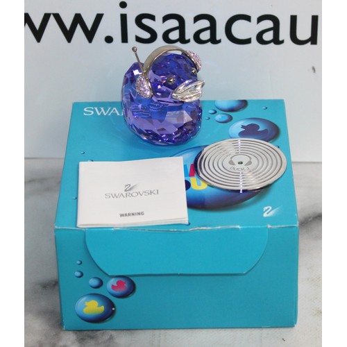 29 - Boxed Swarovski Happy Duck DJ Version With Headphones And Record Pedestal