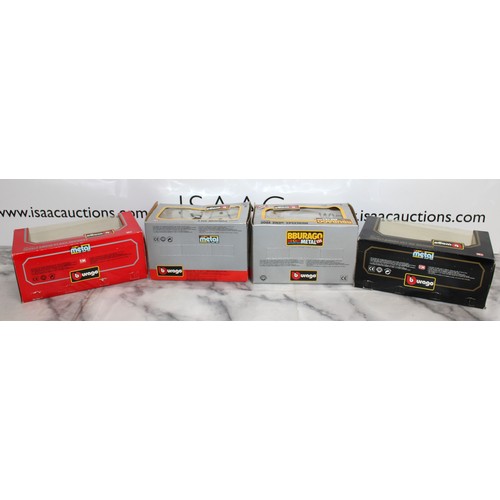 719 - 4 x Boxed Collectable BBURAGO Vehicles Inc- Porsche 911 S/Mercedes-Benz 190E/FERRARI 250 LE MANS 196... 