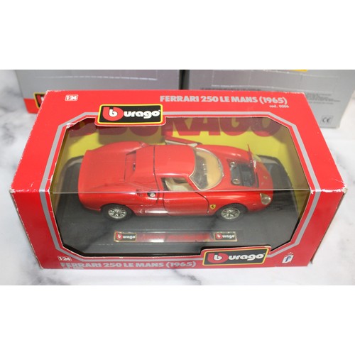 719 - 4 x Boxed Collectable BBURAGO Vehicles Inc- Porsche 911 S/Mercedes-Benz 190E/FERRARI 250 LE MANS 196... 